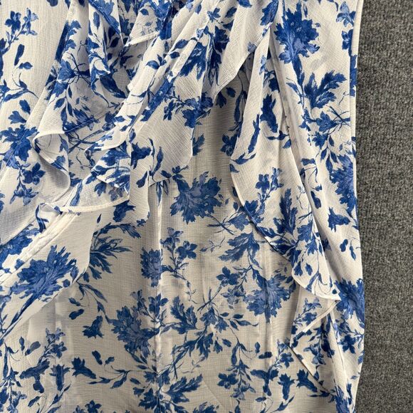 Free People Skirt Womens 6 White Blue Floral Ruffle Fairycore Romantic Angelcore - Picture 3 of 11